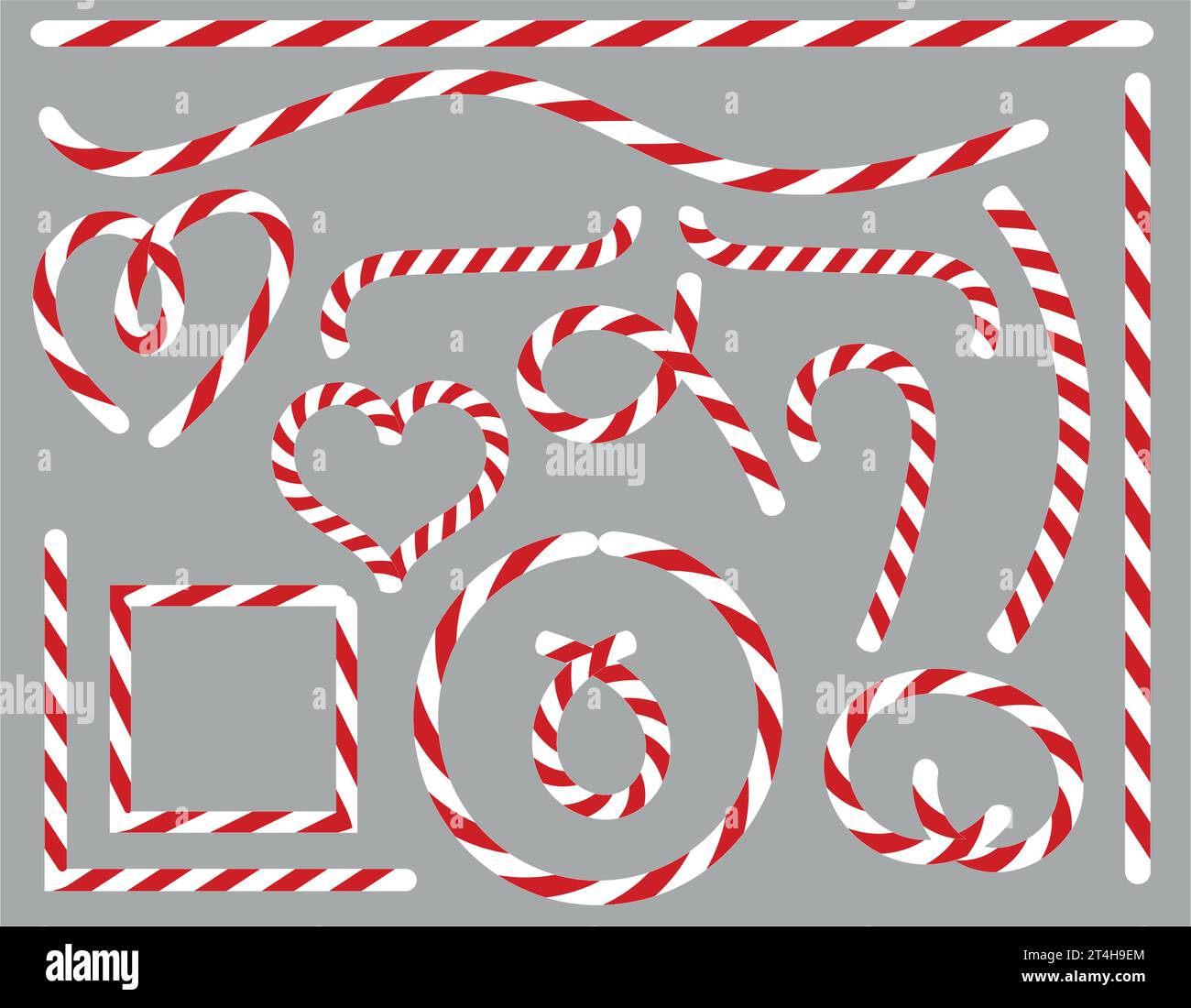 Décorations de Noël de sucettes, différentes lignes dans un style plat. Collection d'éléments de vacances du nouvel an. Bonbons rayés de Noël. vector illustra Illustration de Vecteur