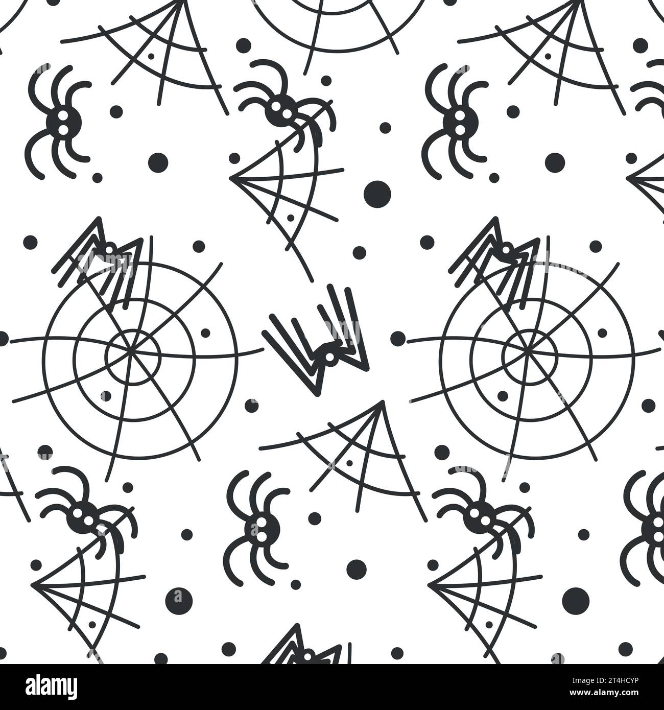 Araignée d'art de ligne et toile d'araignée, patern, fond blanc, pour les textiles, fond sur le thème de Halloween Illustration de Vecteur