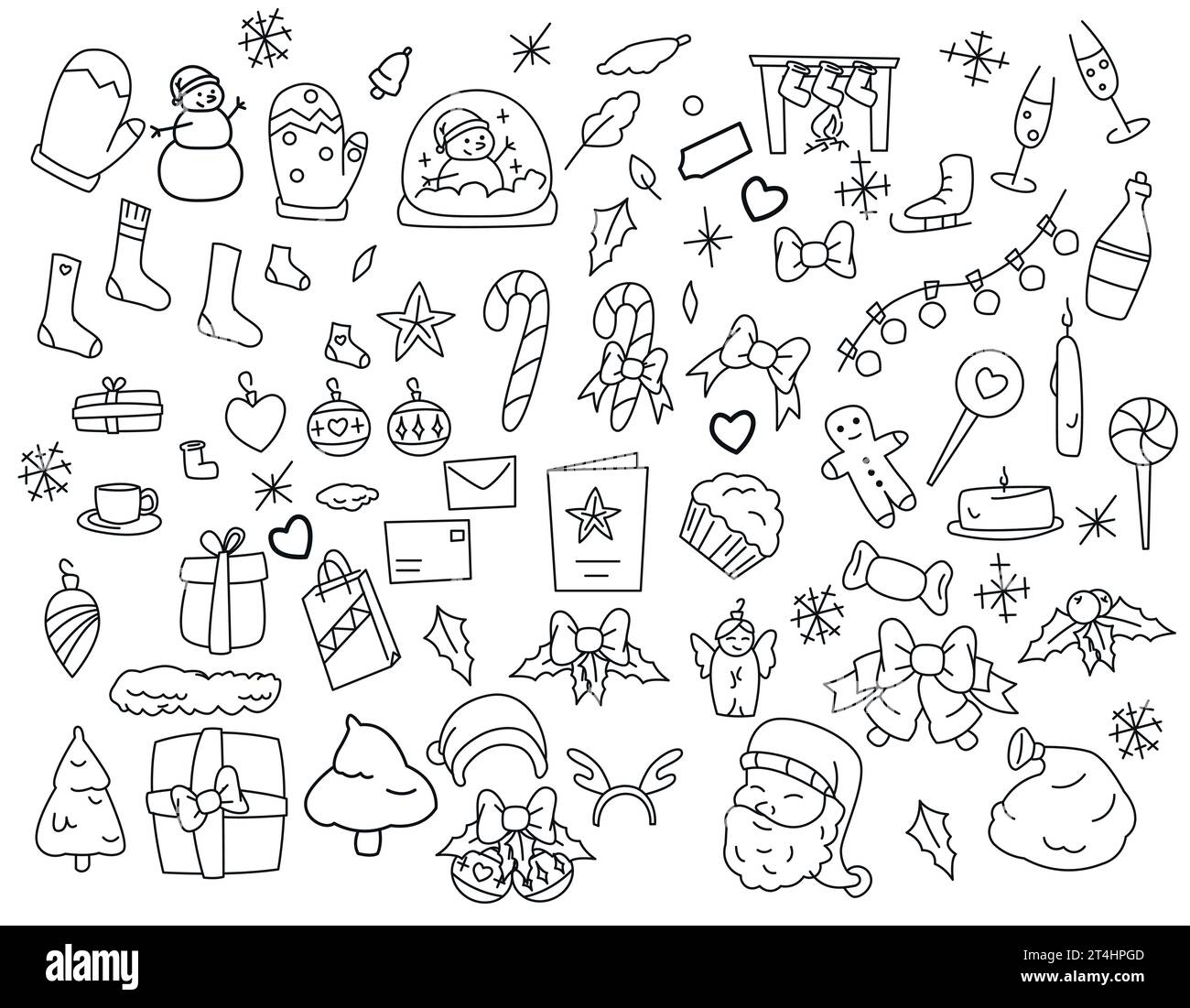 icônes d'ornement de voeux de noël illustration de doodle élément sur fond isolé, style de dessin enfantin Illustration de Vecteur