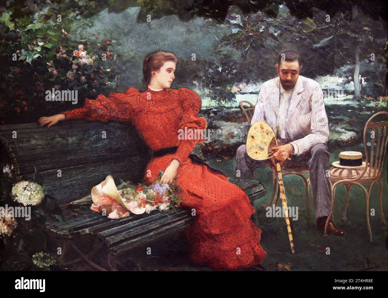 Pareja en un Jardín / couple dans un jardin (1894) de Cecilio Pla y Gallardo (1860 - 1934) peintre espagnol Banque D'Images