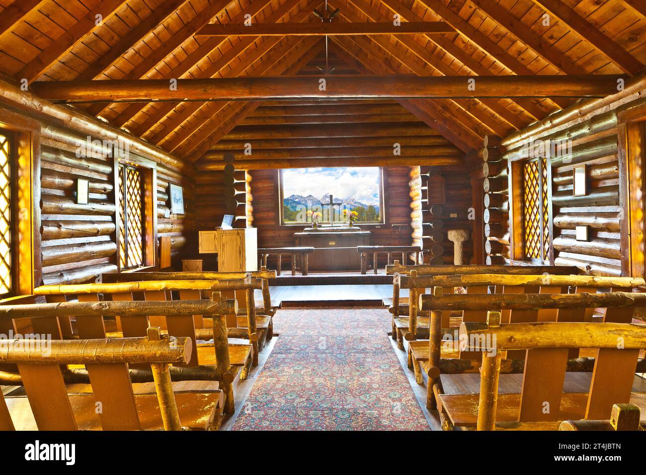 À l'intérieur d'une église du parc national de Grand Teton Banque D'Images