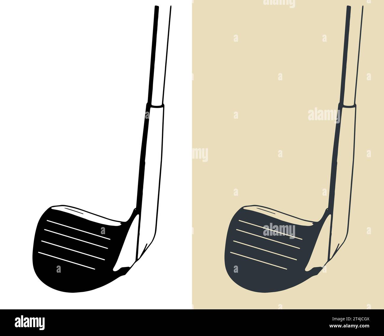 Illustrations vectorielles stylisées de bâton de golf en gros plan Illustration de Vecteur