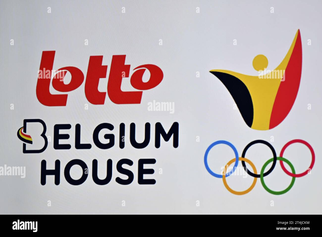 ATTENTION ÉDITEURS - EMBARGO SUR LA PUBLICATION JUSQU'au 2 NOVEMBRE 2023 à 00:01 l'illustration photo montre une conférence de presse de l'équipe Belgique sur les préparatifs pour les Jeux Olympiques de l'année prochaine à Paris, France le jeudi 26 octobre 2023. Au cours de cette conférence de presse, la campagne Paris 2024 de Team Belgium et l'ambassadeur Team Belgium Music ont été présentés. BELGA PHOTO ERIC LALMAND Banque D'Images