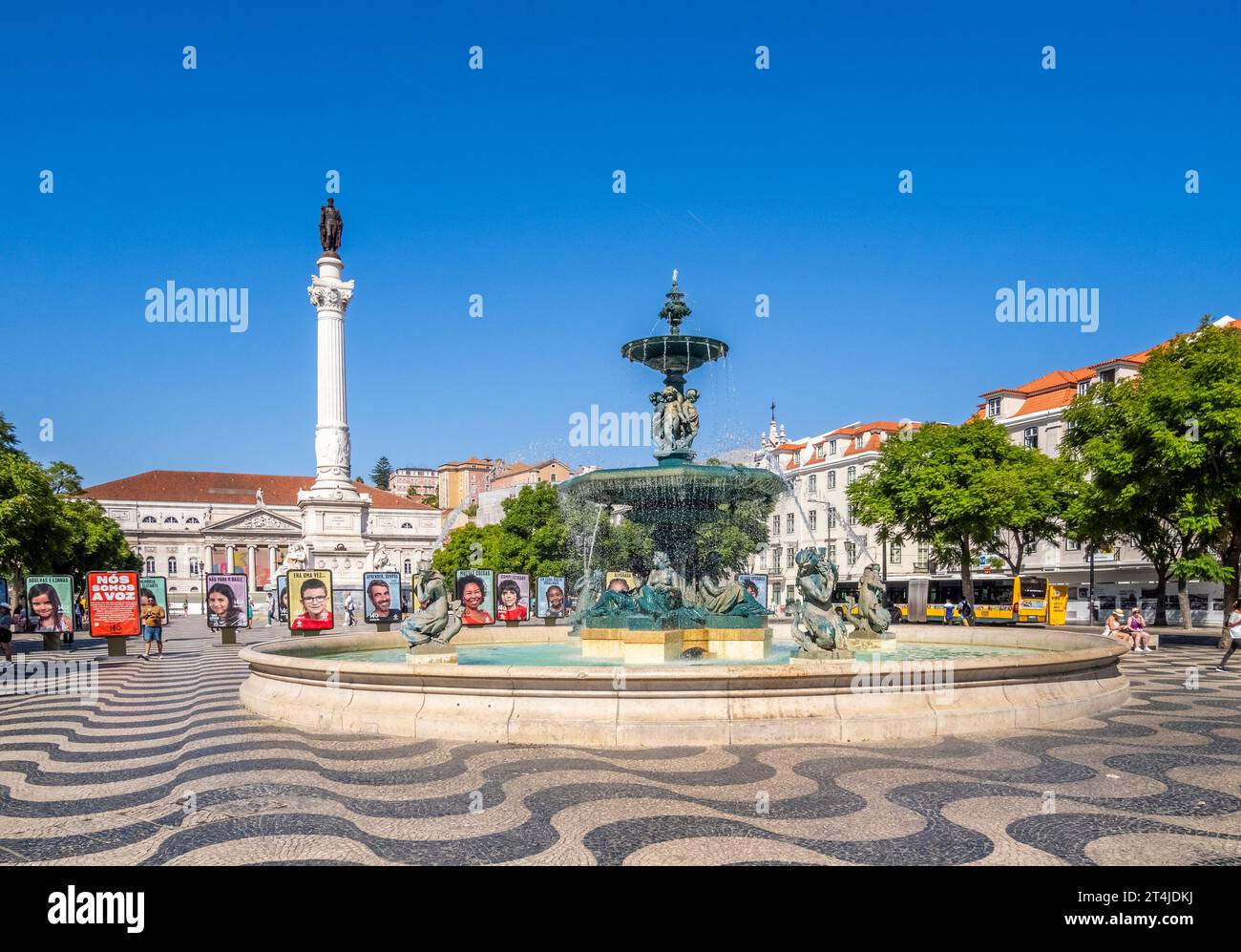 Place Rossio Nom officiel de la place du Roi Pedro IV dans la section Baixa de Lisbonne Portugal Banque D'Images