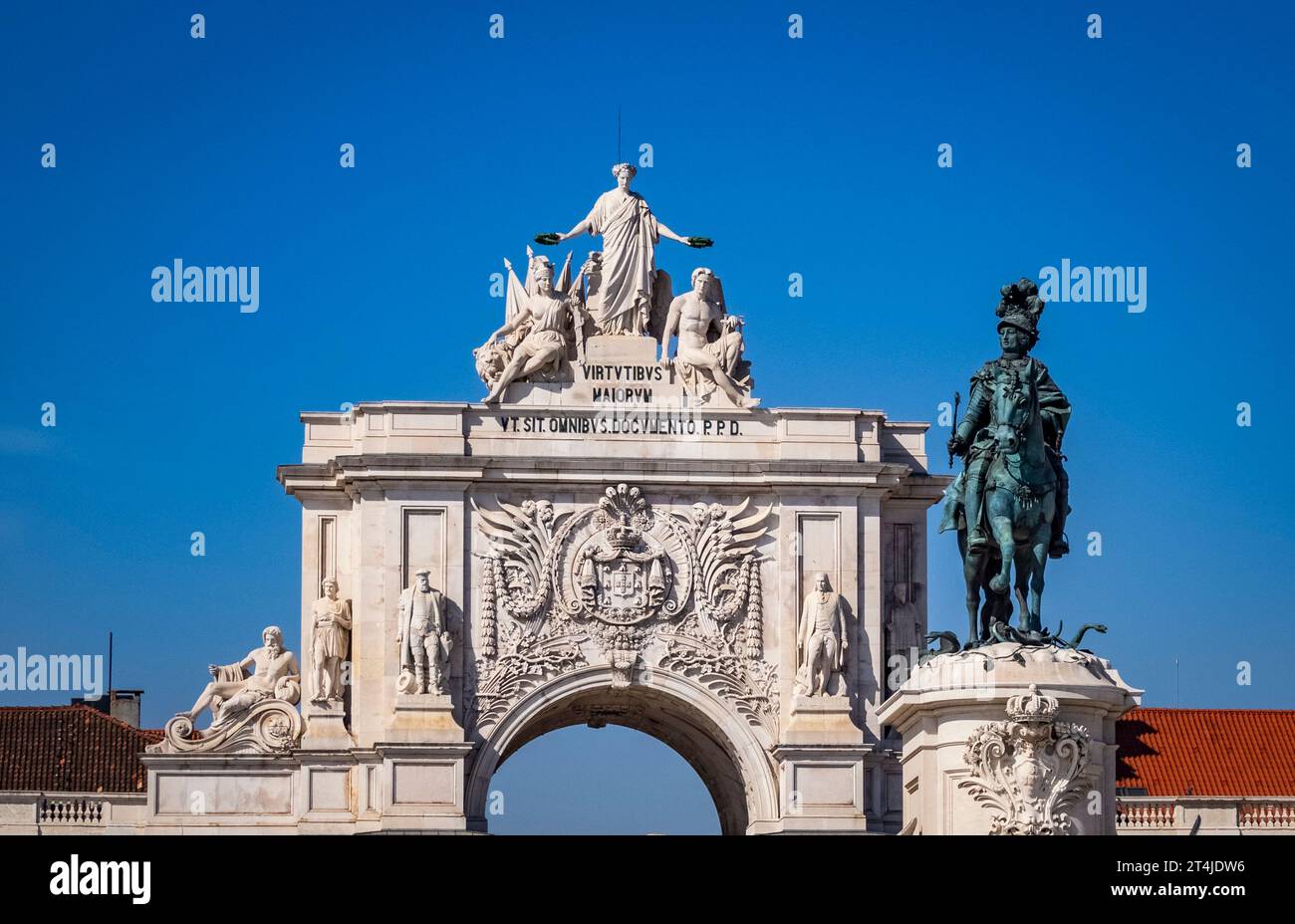 Rua Augusta Arch dans le quartier central de Baixa à Lisbonne Portugal Banque D'Images