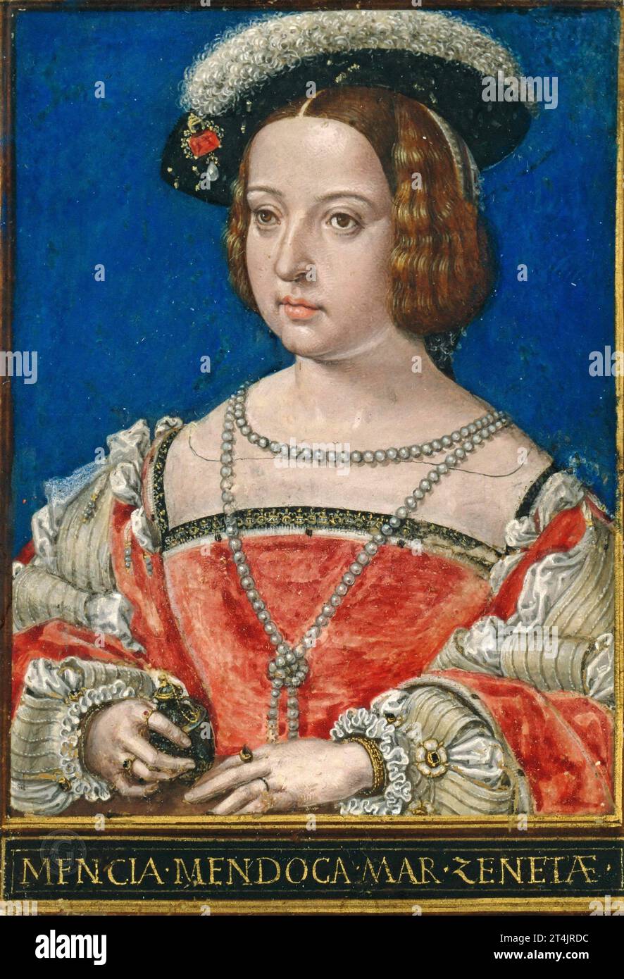 Simon Bening (1484-1561) - Mencia de Mendoza, troisième épouse d'Henri III., comte de Nassau c.1550 Banque D'Images