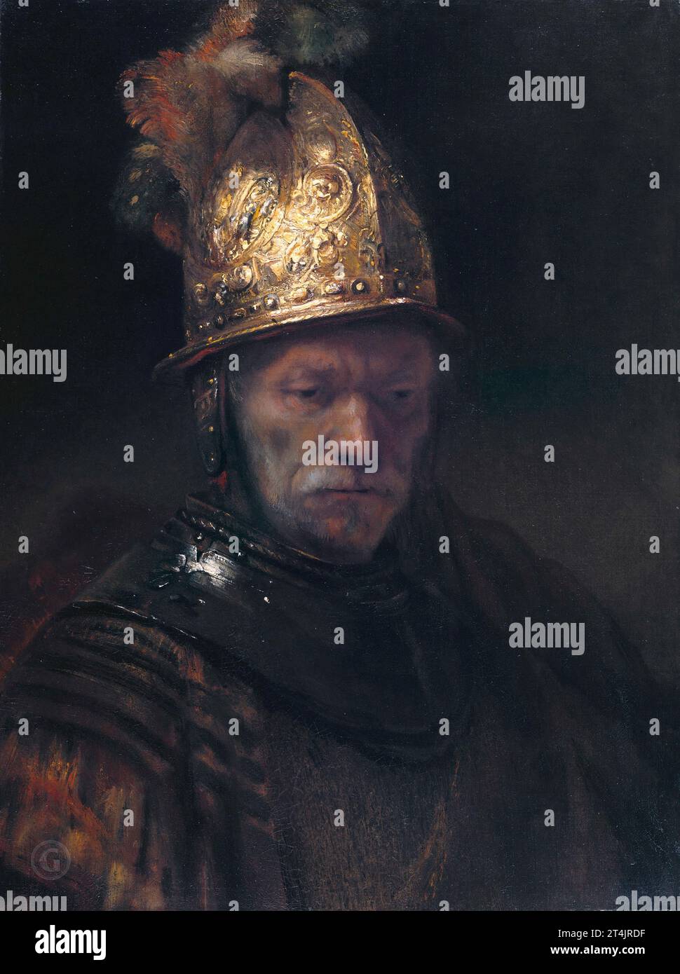 Rembrandt (cercle) - l'homme avec le casque d'or 1650-55. 67x50 Banque D'Images