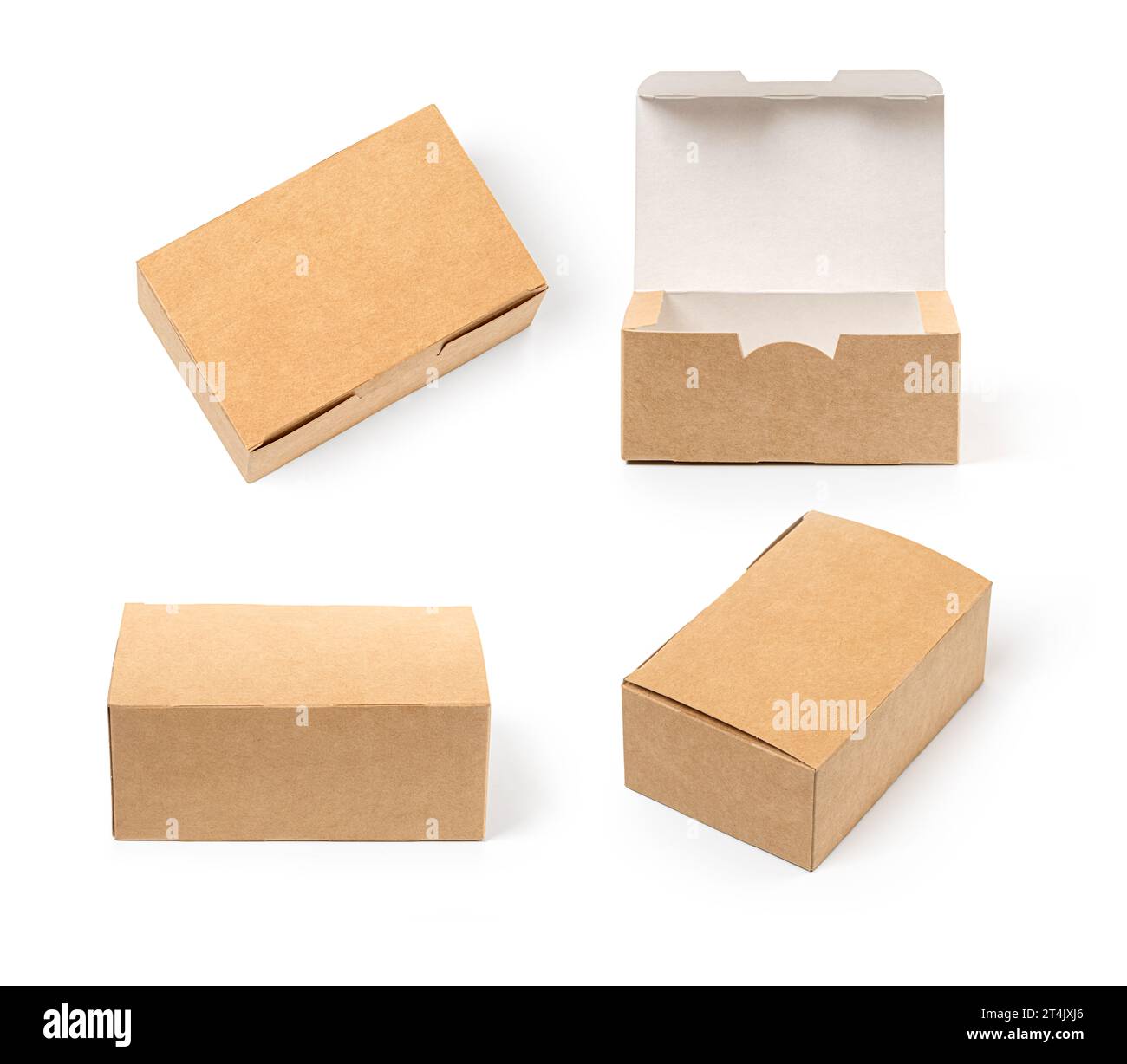 Ensemble de boîte à emporter en carton isolé sur fond blanc Banque D'Images Ensemble de boîte à emporter en carton isolé sur fond blanc Banque D'Images