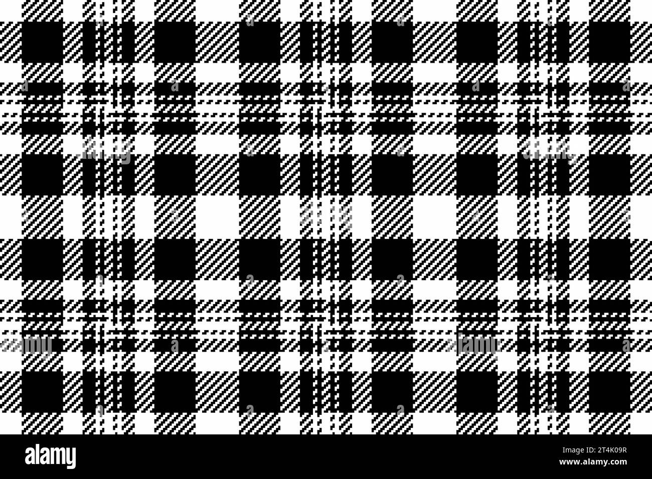 Motif de tissu de texture de tartan Seamless Check avec un plaid de fond textile vecteur dans des couleurs blanches et noires. Illustration de Vecteur