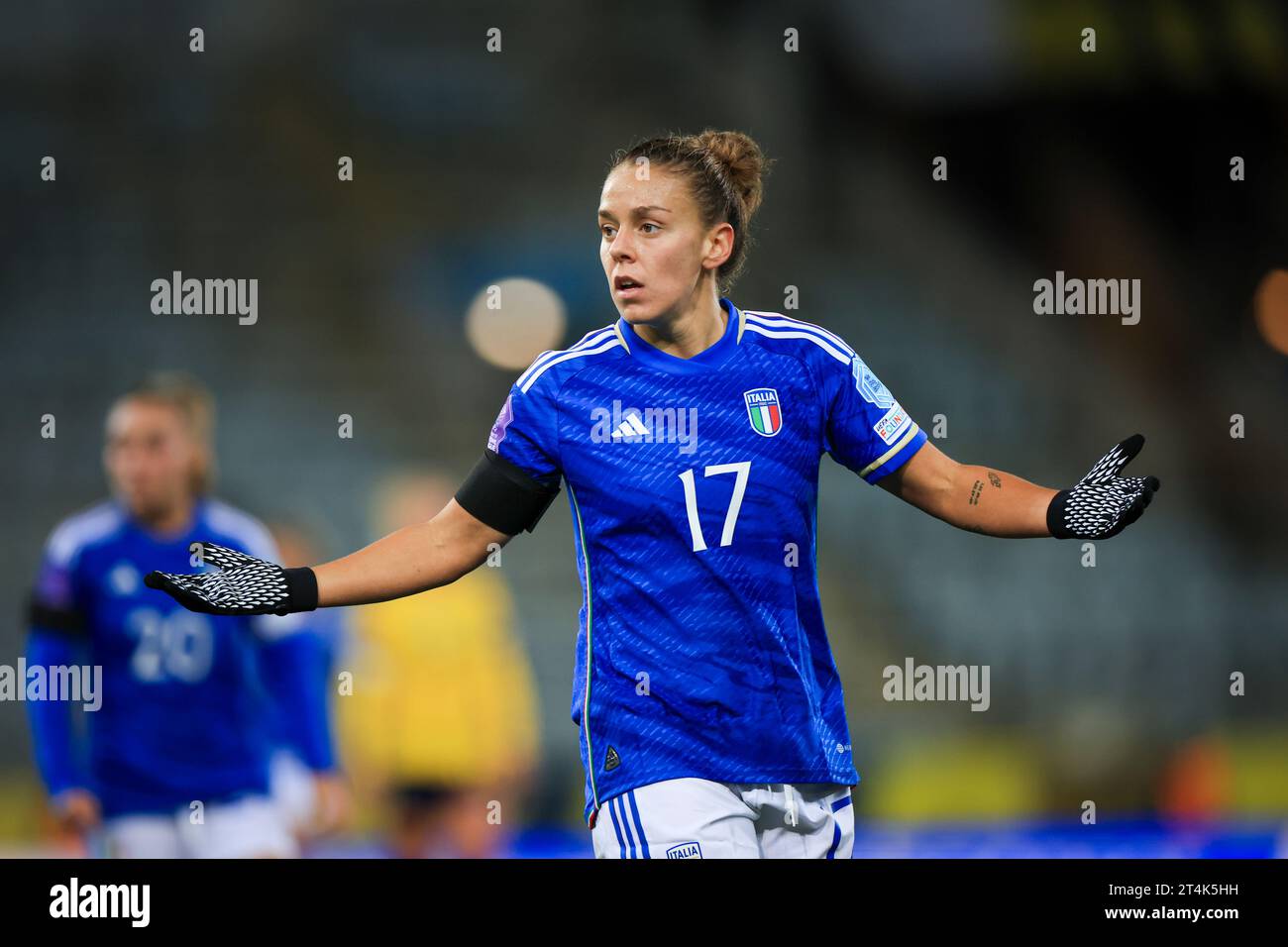 Lisa Boattin d'Itally réagit lors du match de football A4 de l'UEFA Women's Nations League entre la Suède et l'Italie au Eleda Stadion à Malmo, Suède, le 31 octobre 2023.photo : Andreas Hillergren / TT / code 10600 Banque D'Images