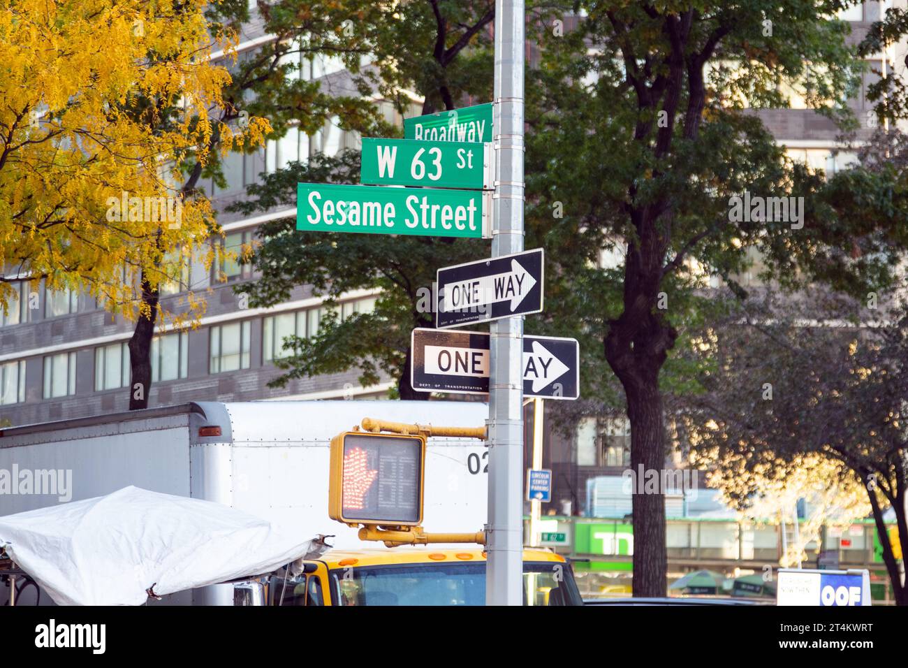 Sesame Street, W63rd Street, New York, États-Unis d'Amérique. Banque D'Images