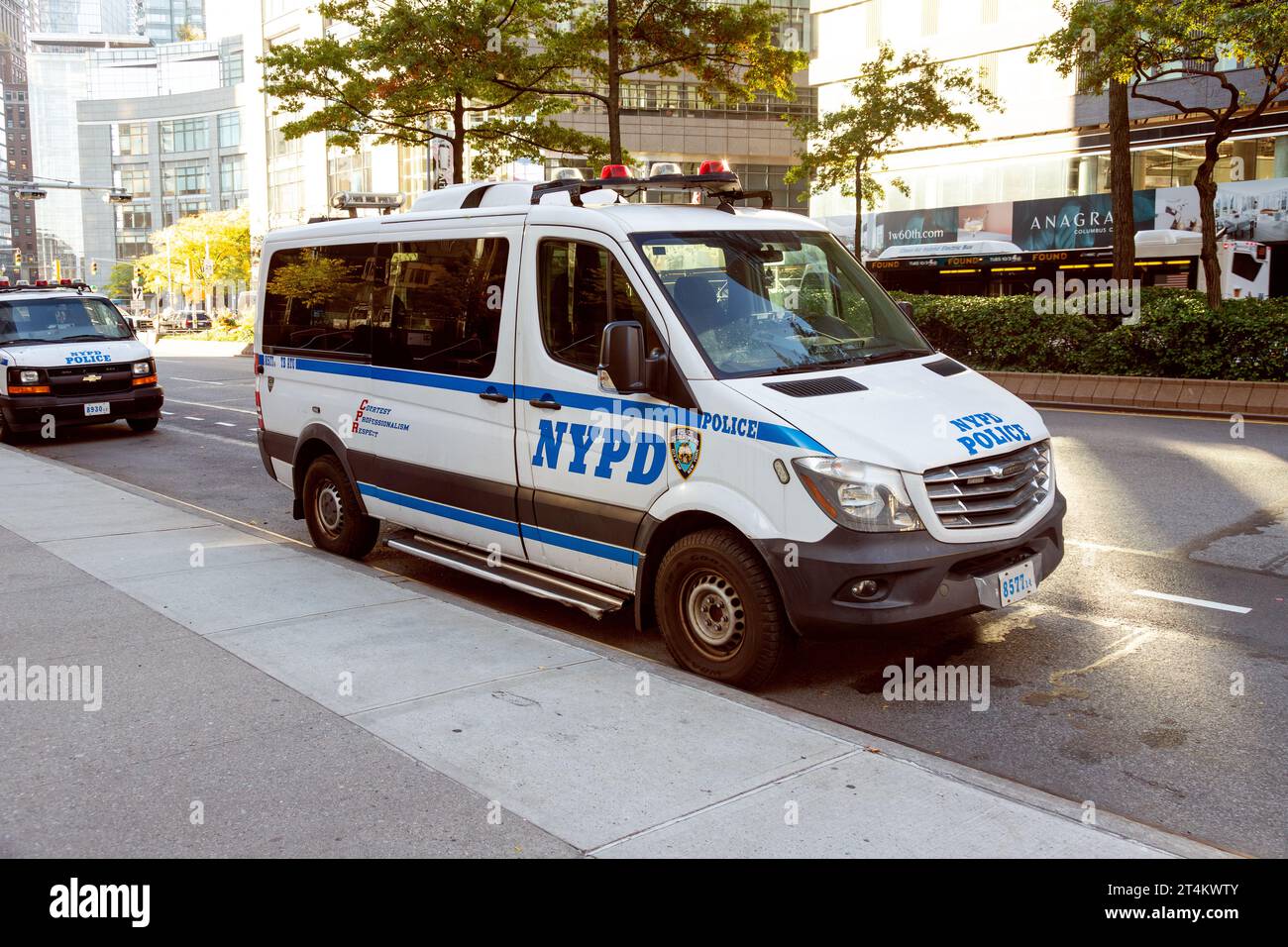 Fourgonnette de police, camion de police NYPD, New York, États-Unis d'Amérique. Banque D'Images