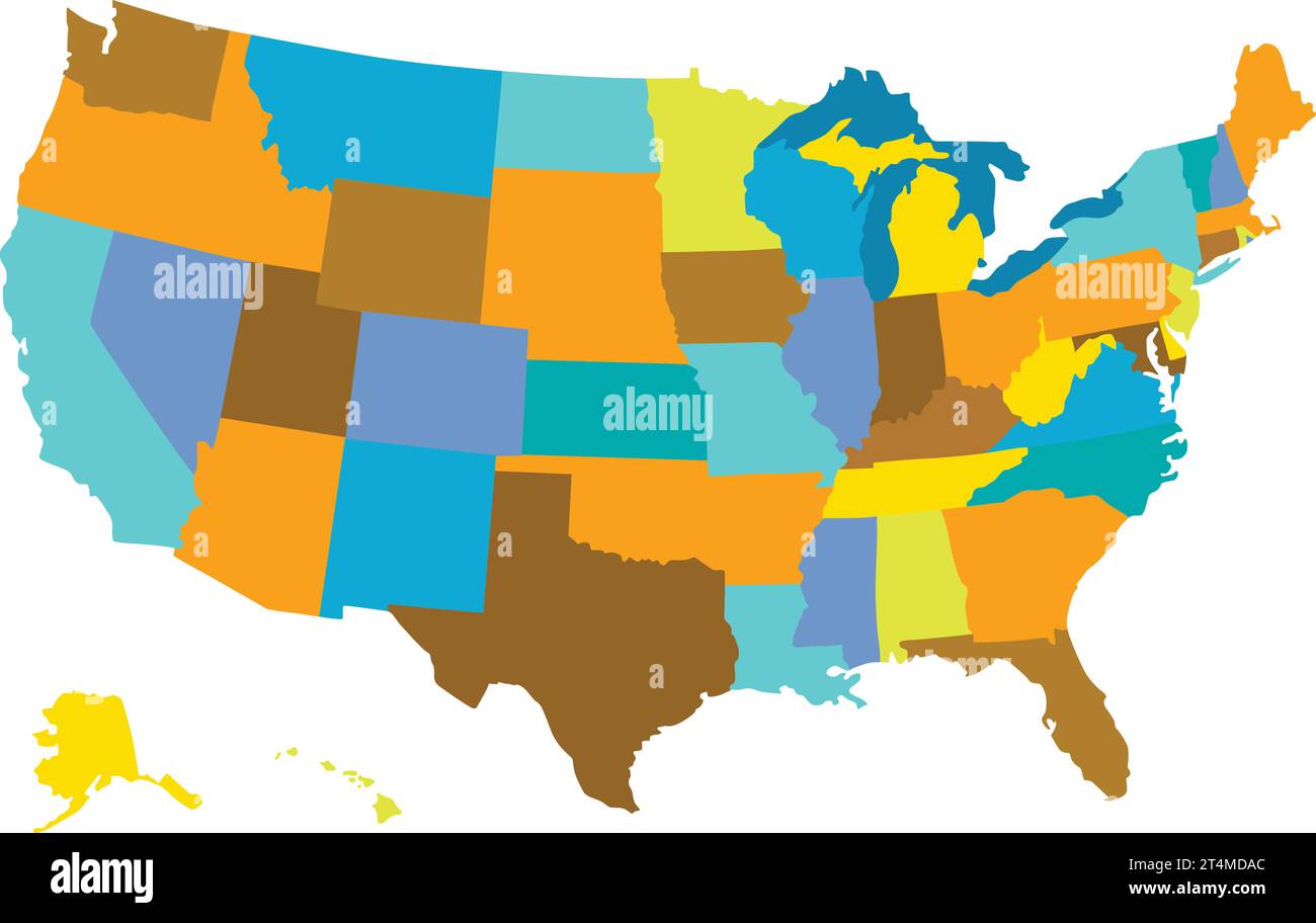Vecteur de carte des États-Unis isolé sur fond blanc Illustration de Vecteur