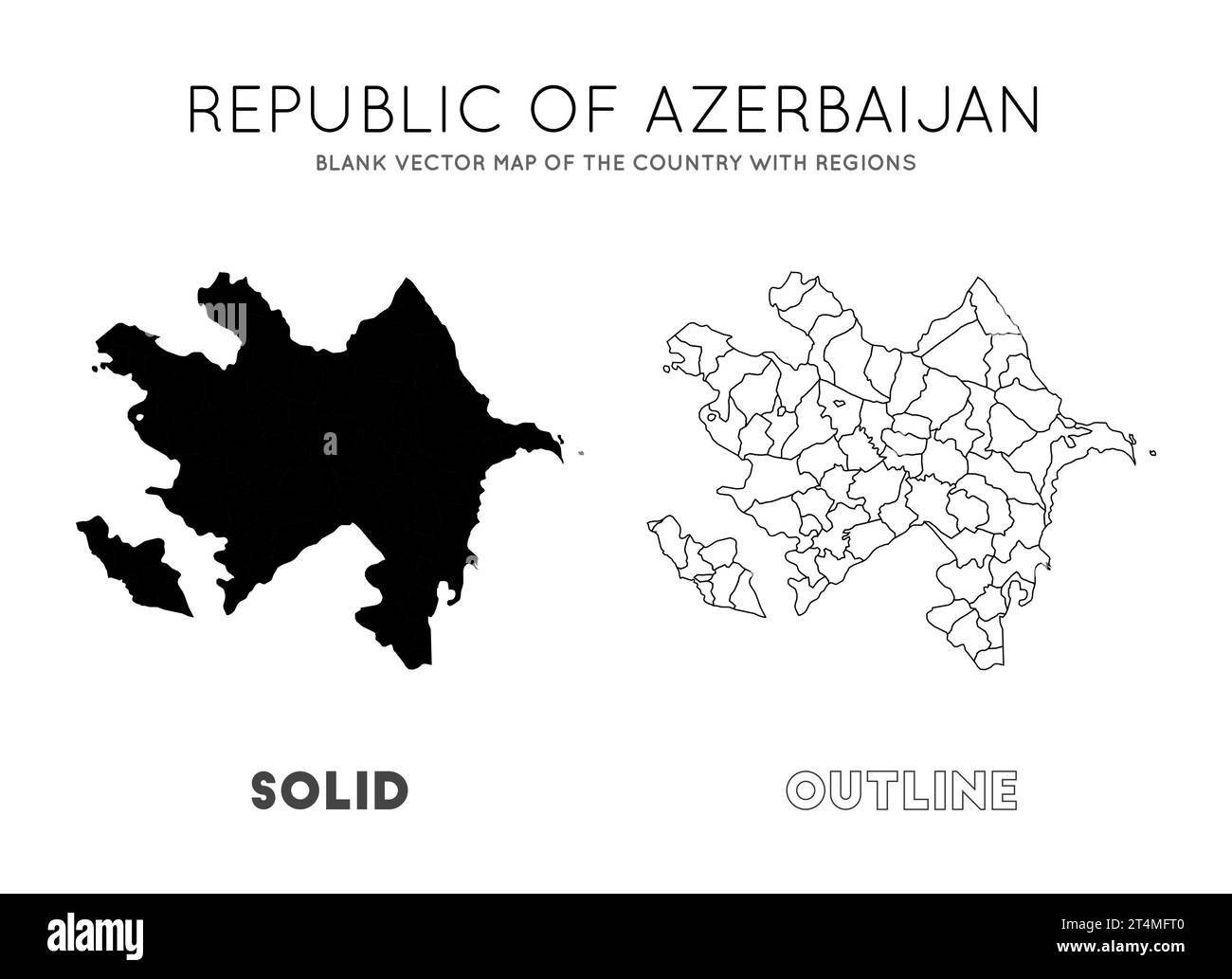 Carte Azerbaïdjan. Carte vectorielle vierge du pays avec les régions. Frontières de l'Azerbaïdjan pour votre infographie. Illustration vectorielle. Illustration de Vecteur