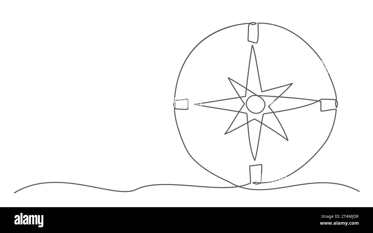 Dessin d'une ligne de boussole isolé sur fond blanc Illustration de Vecteur