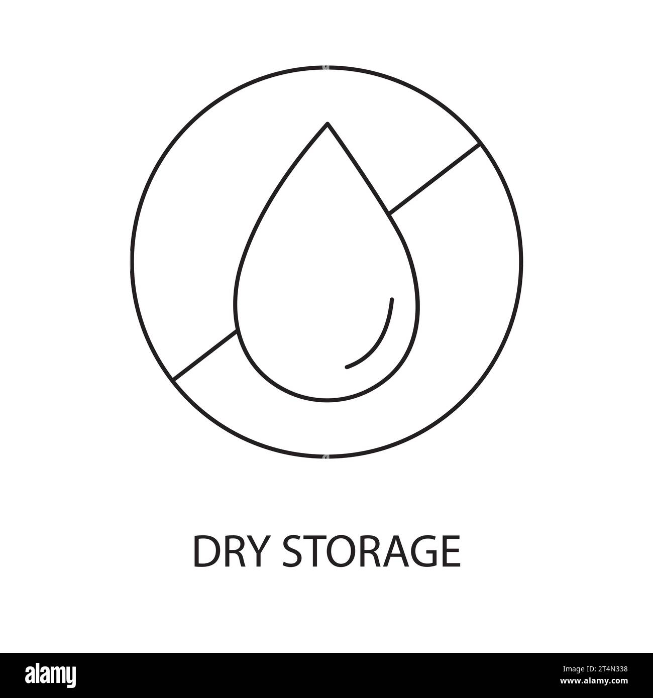 Vecteur de ligne de stockage à sec pour l'emballage alimentaire, illustration d'une goutte dans un cercle barré. Illustration de Vecteur