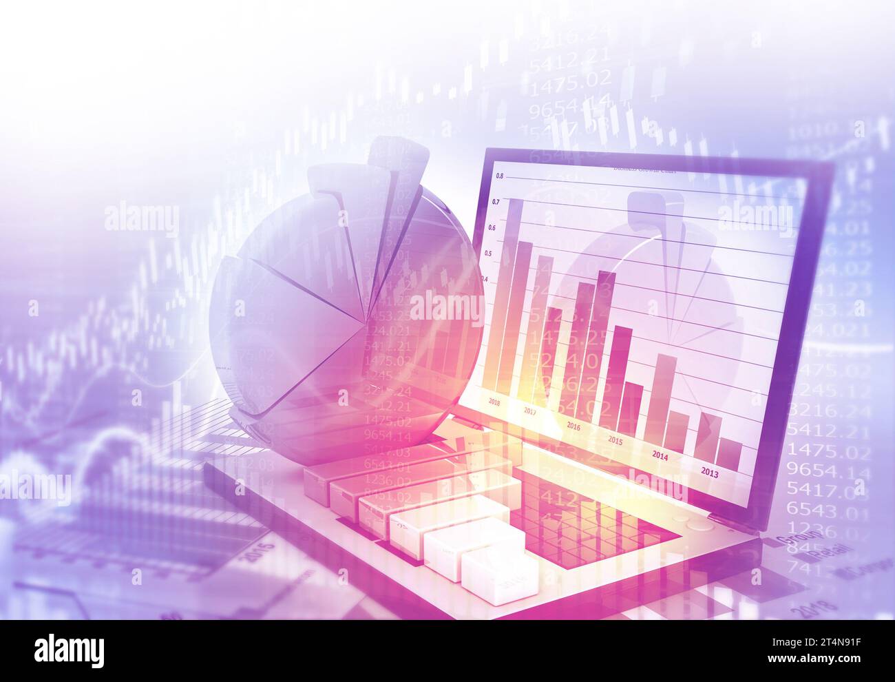 Graphique numérique du marché boursier et de l'échange. illustration 3d. Banque D'Images