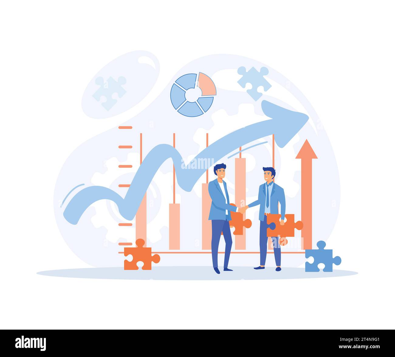 concept de croissance des affaires, analyse et planification des affaires, augmentation des bénéfices, illustration moderne vectorielle plate Illustration de Vecteur