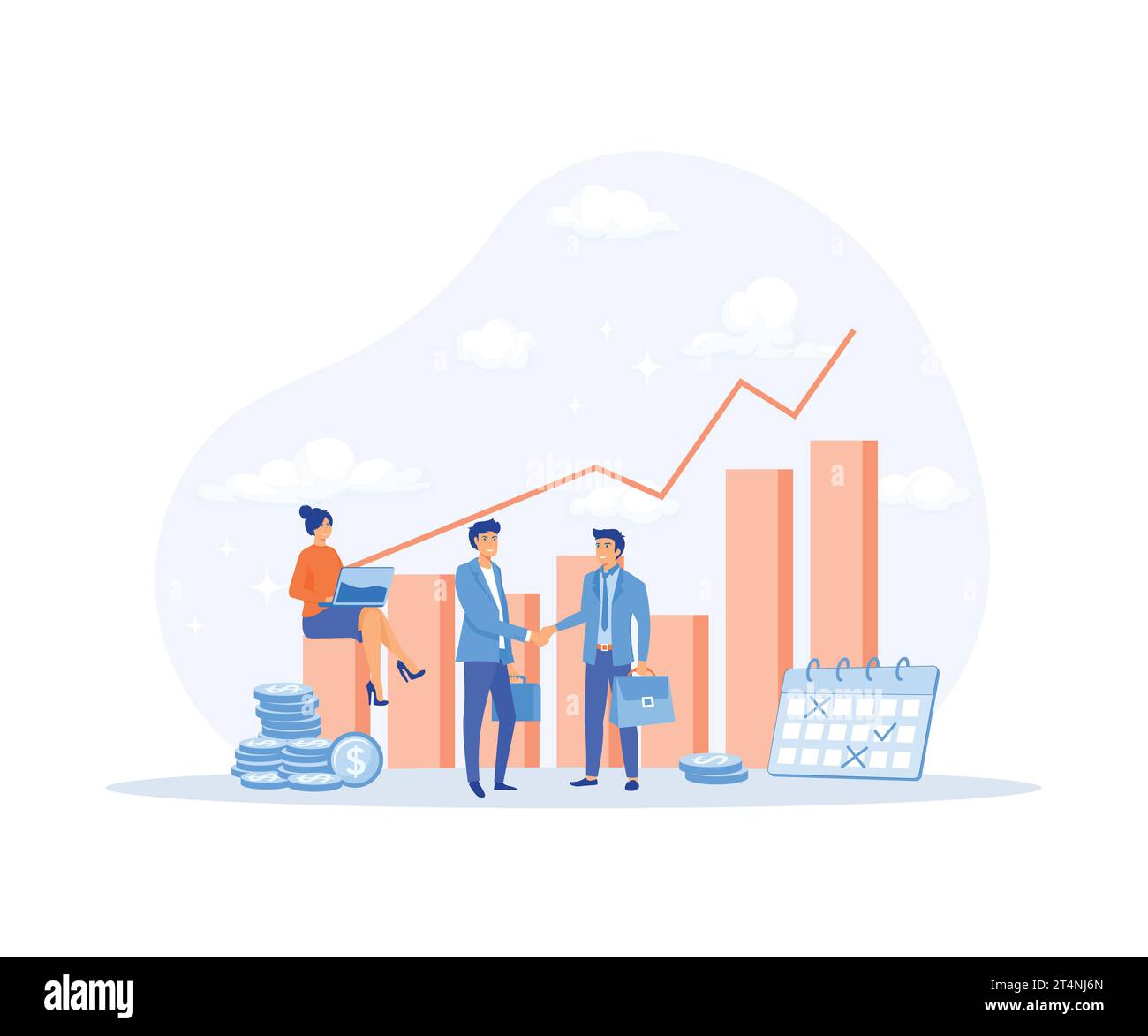 Concept de croissance de l'entreprise, partenariat, travail d'équipe, collaboration au démarrage, activité cible, illustration moderne vectorielle plate Illustration de Vecteur