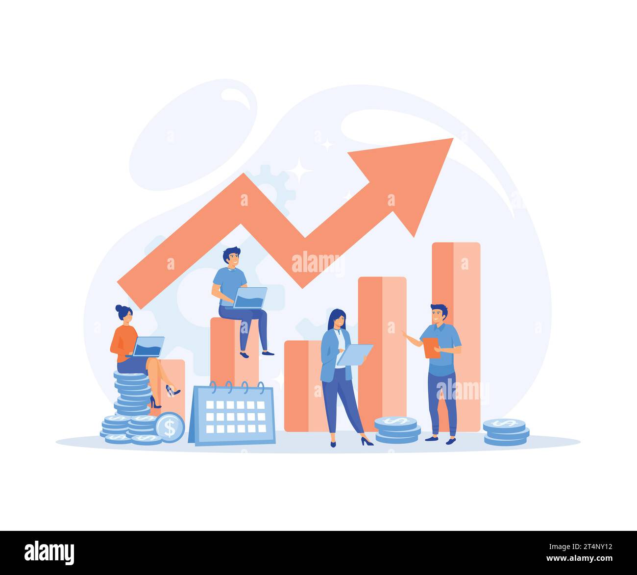Concept de croissance de l'entreprise, partenariat, travail d'équipe, démarrage de la collaboration, entreprise cible. illustration moderne vectorielle plate Illustration de Vecteur