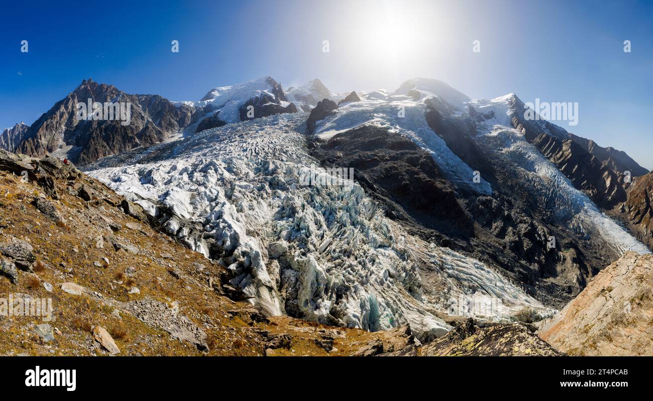 Glacier des Bossons vu depuis la jonction à Chamonix Banque D'Images