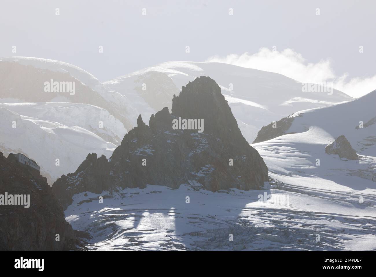 Glacier des Bossons vu depuis la jonction à Chamonix Banque D'Images