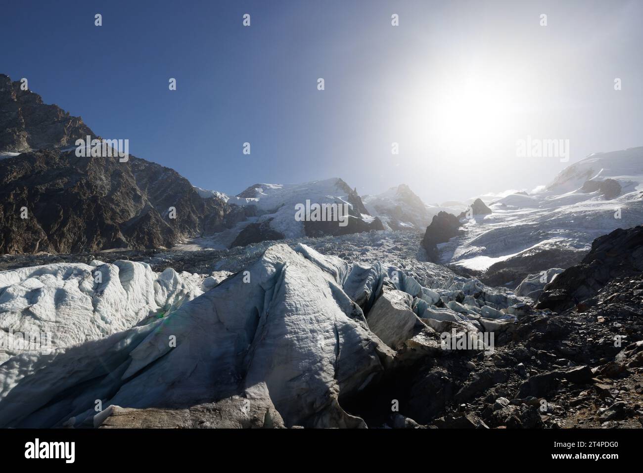 Glacier des Bossons vu depuis la jonction à Chamonix Banque D'Images