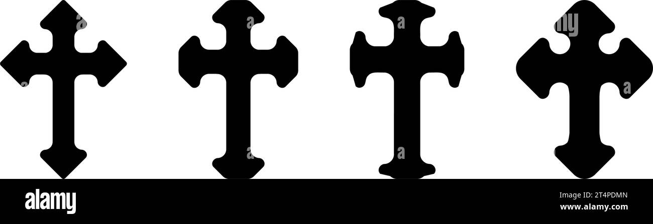 Ensemble d'icônes de Croix chrétienne gothique. Illustration vectorielle Illustration de Vecteur