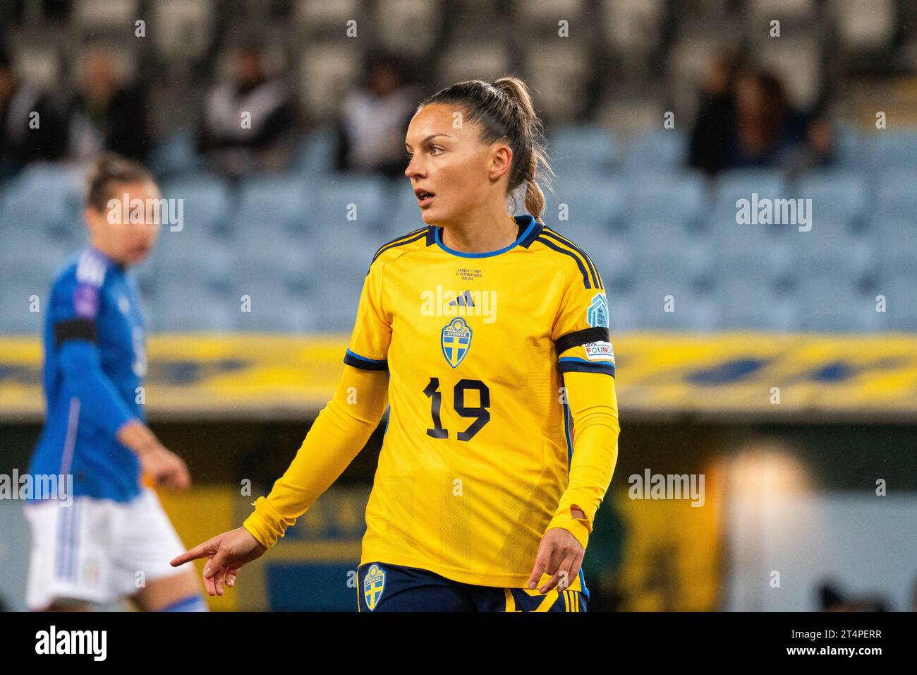 Malmoe, Suède. 31 octobre 2023. Johanna Kaneryd (19), suédoise, a été vue lors du match de l'UEFA Nations League entre la Suède et l'Italie au Eleda Stadion à Malmoe. (Crédit photo : Gonzales photo/Alamy Live News Banque D'Images