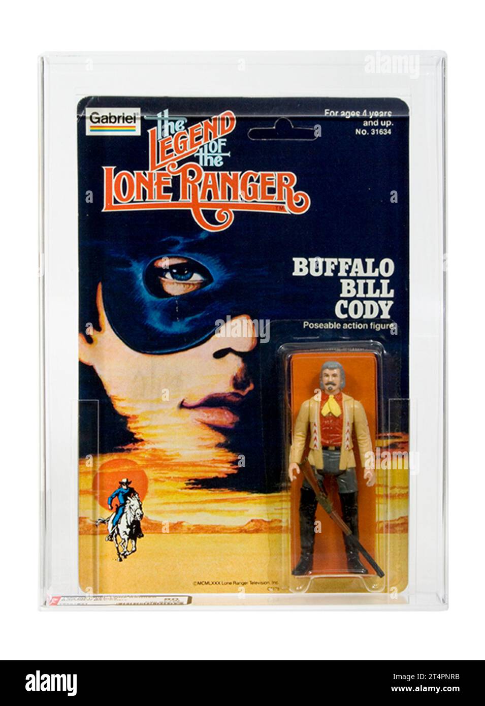 1980 Gabriel la légende du Lone Ranger Buffalo Bill Cody 3,75' Carded action Figurine AFA 80-Y près de Mint Banque D'Images