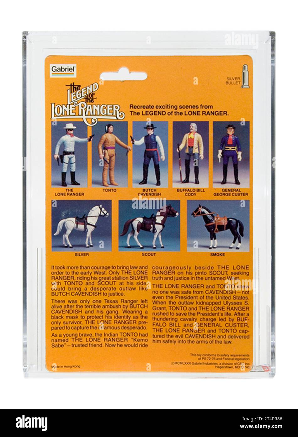 1980 Gabriel Toys The Legend of the Lone Ranger Carded Lone Ranger action Figurine AFA 70-Y Banque D'Images