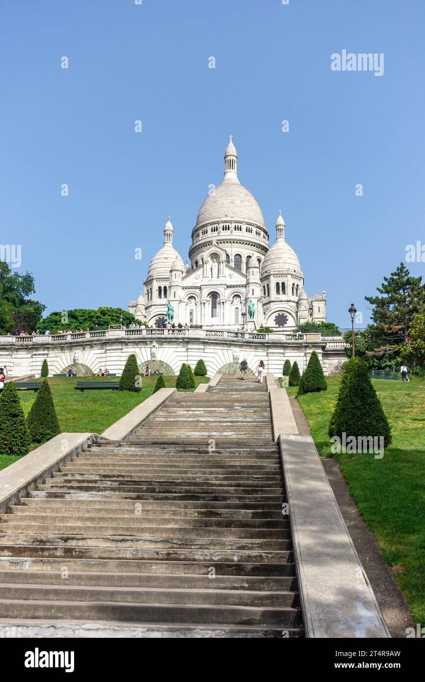 Basilique du Sacré-Cœur Cœur, rue du Chevalier de la barre, Montmartre, Paris, Île-de-France, France Banque D'Images