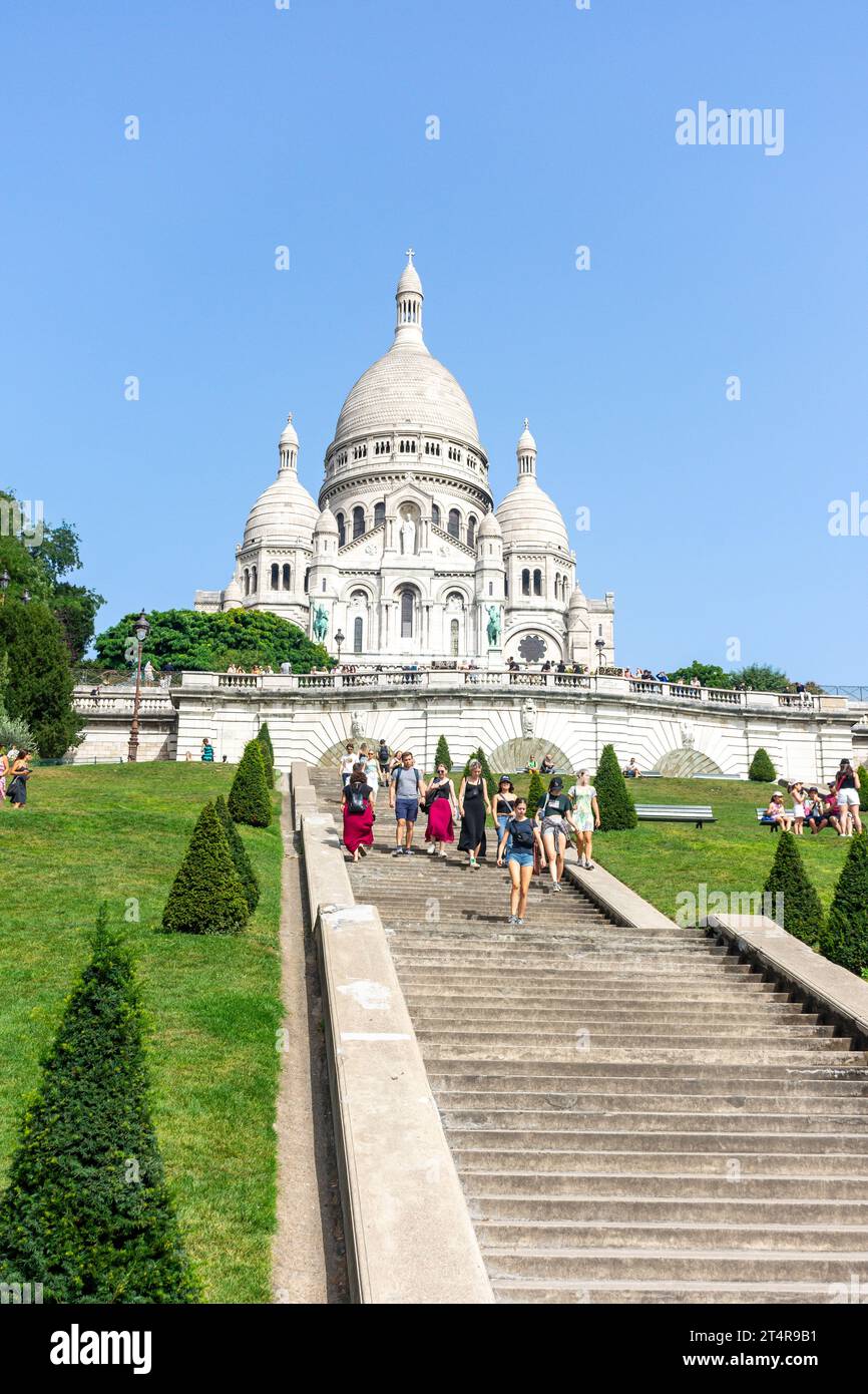 Basilique du Sacré-Cœur Cœur, rue du Chevalier de la barre, Montmartre, Paris, Île-de-France, France Banque D'Images