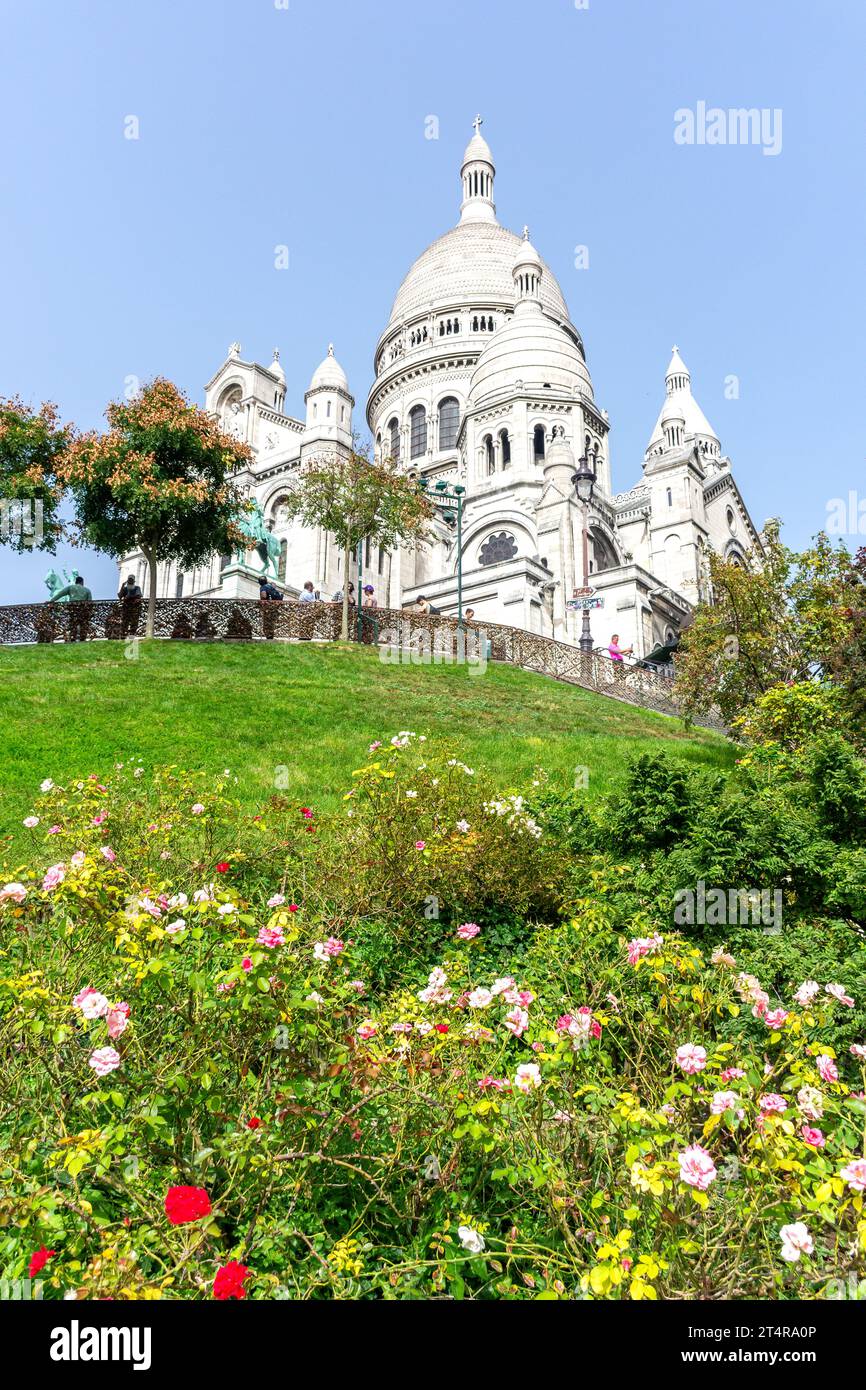 Basilique du Sacré-Cœur Cœur, rue du Chevalier de la barre, Montmartre, Paris, Île-de-France, France Banque D'Images