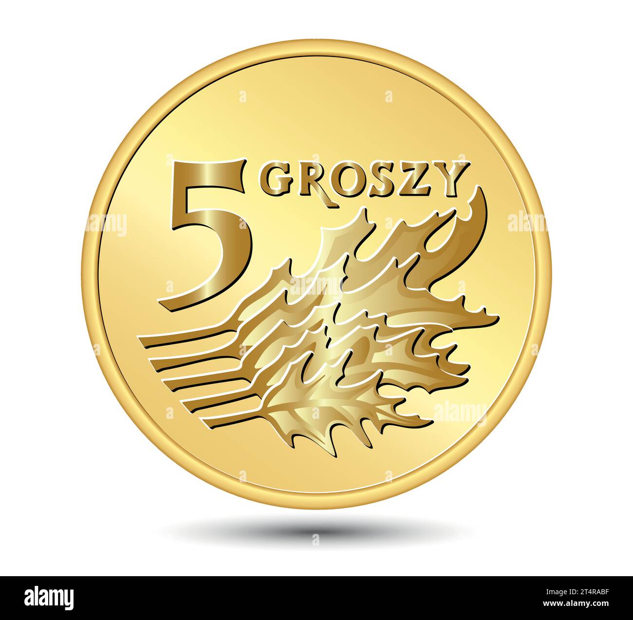 Inverser l'argent polonais, cinq pièces de grosz. Illustration vectorielle. Illustration de Vecteur