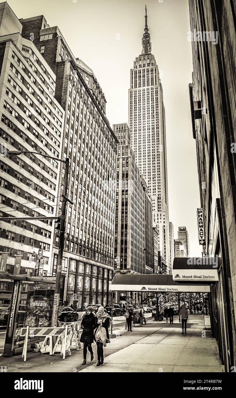 New York City, USA, 15 janvier 2018, scène de la vie urbaine dans l'une des rues Midtown Manhattan Banque D'Images