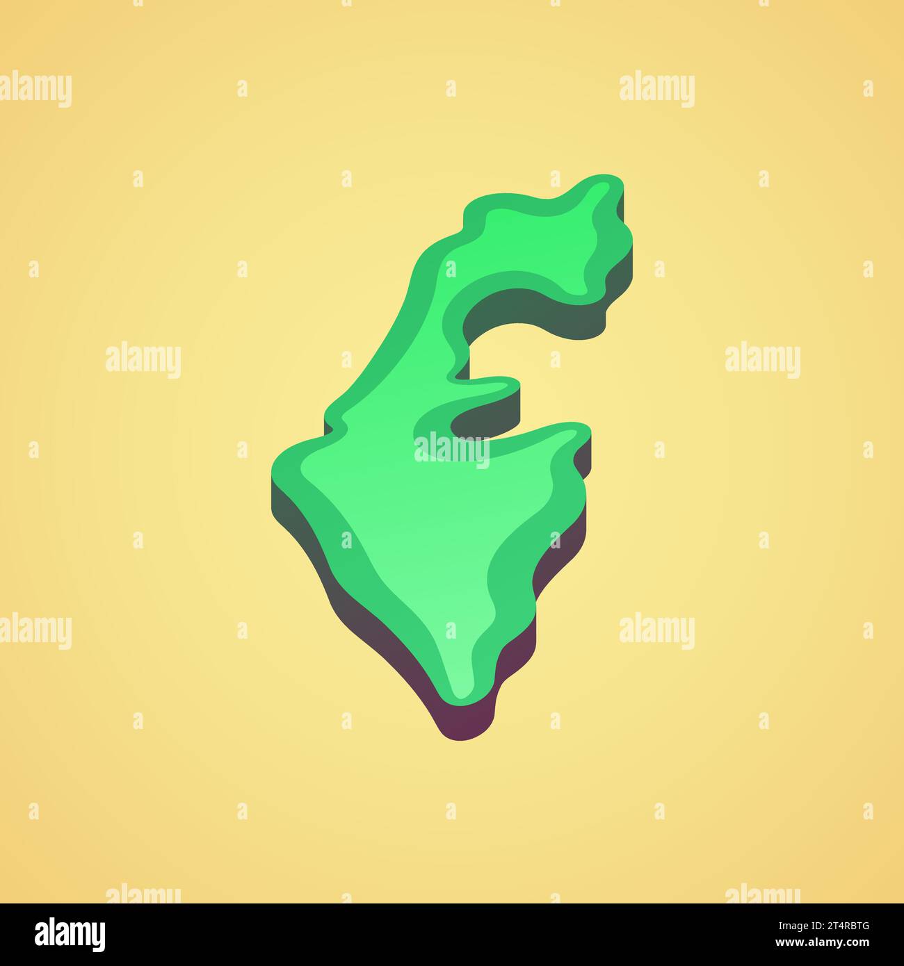 Carte 3D simplifiée stylisée isométrique d'Israël Illustration de Vecteur