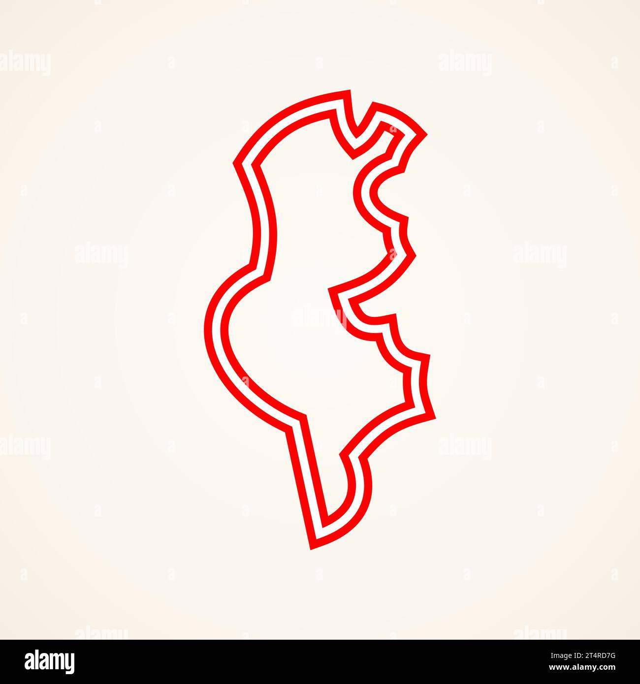 Carte simplifiée stylisée de la Tunisie, couleurs du drapeau. Illustration de Vecteur