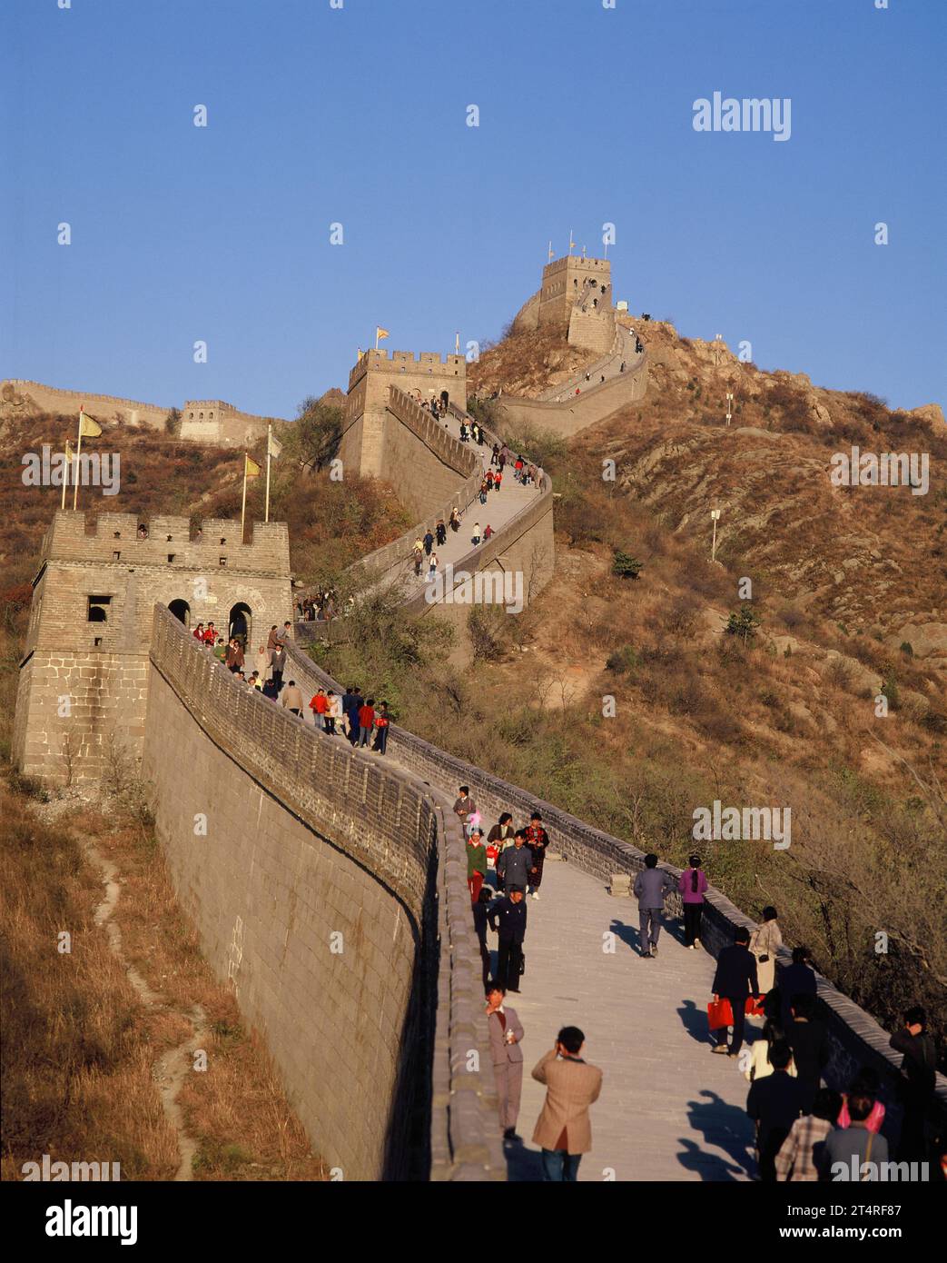 Chine. Région de Pékin. La Grande Muraille avec les touristes. Banque D'Images