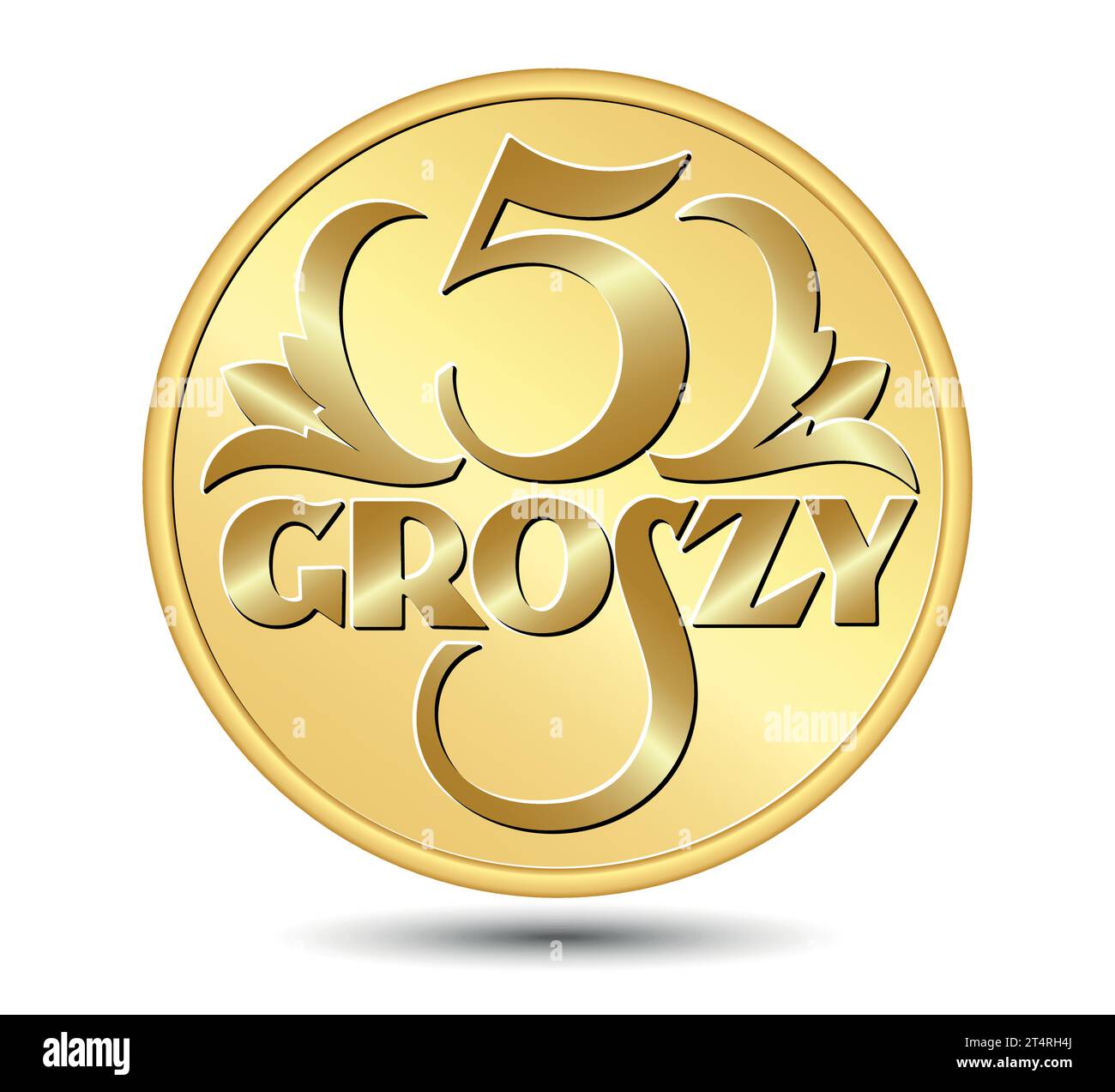 Inverser l'argent polonais, cinq pièces de grosz. Illustration vectorielle. Illustration de Vecteur