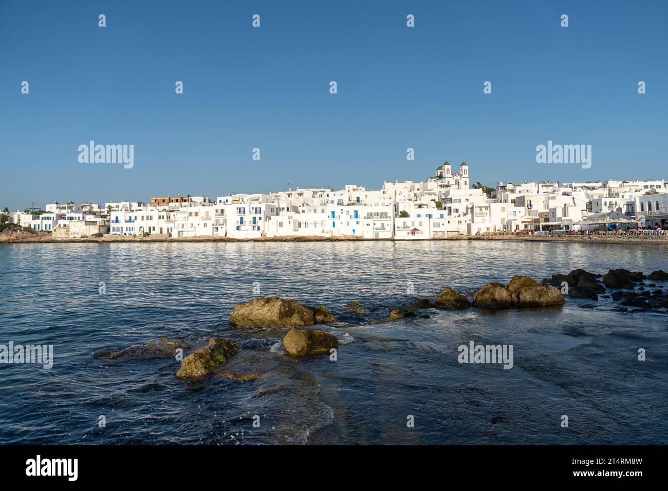 Vue panoramique sur le village de Naoussa, Paros Banque D'Images