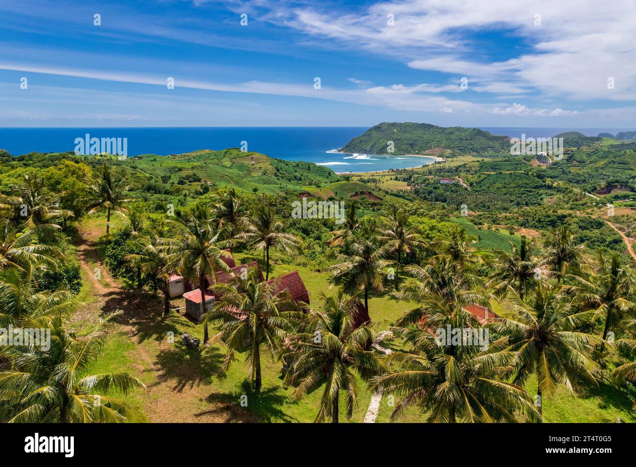 Vue aérienne de la plage de Mandalika, Lombok, Indonésie Banque D'Images