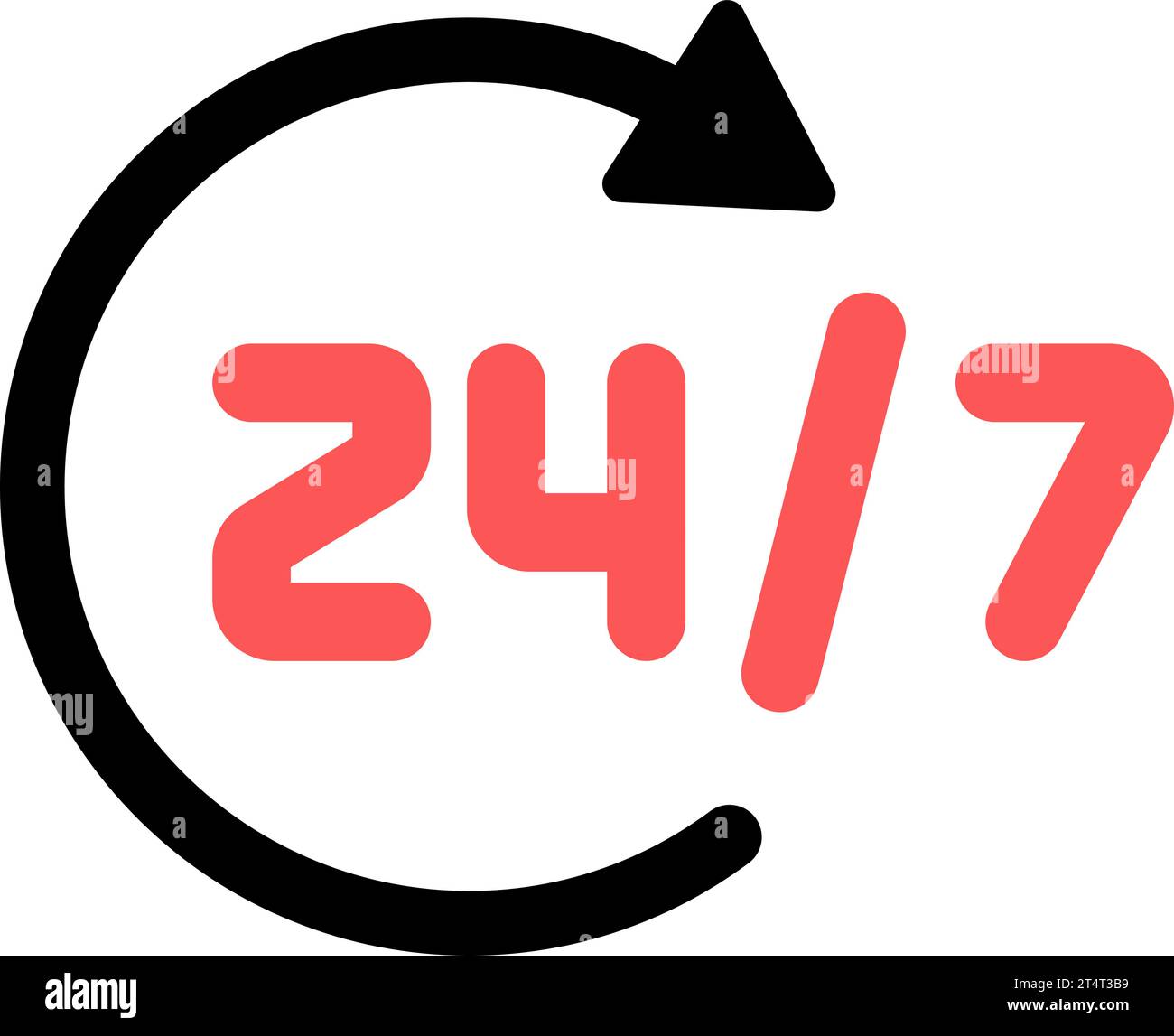 Icône linéaire de 24 heures par jour comme symbole d'assistance, d'exécution ou de maintenance 24 heures sur 24 Illustration de Vecteur