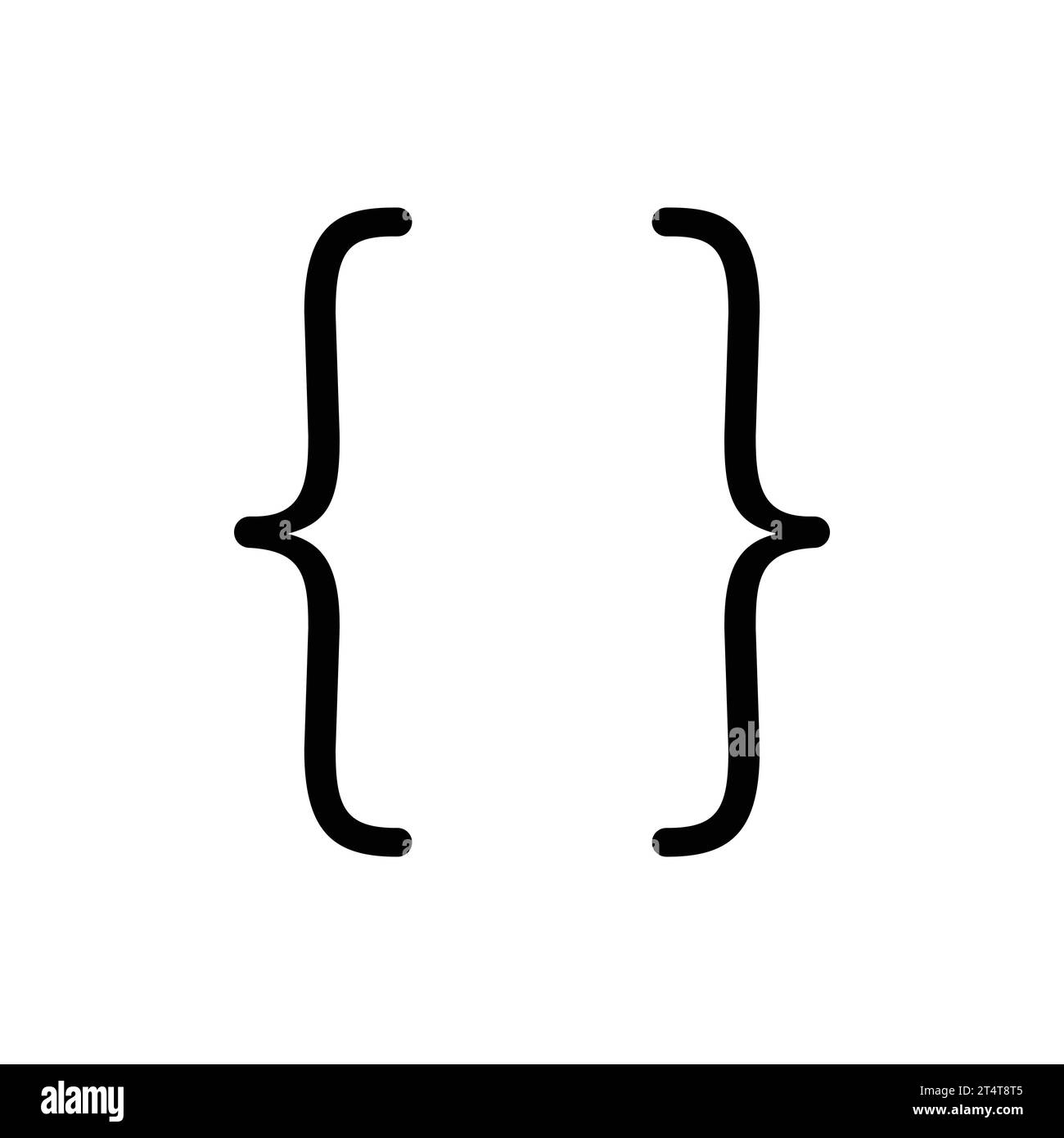 Icône de vecteur de symbole de crochets secondaires recourbés isolée sur fond blanc Illustration de Vecteur