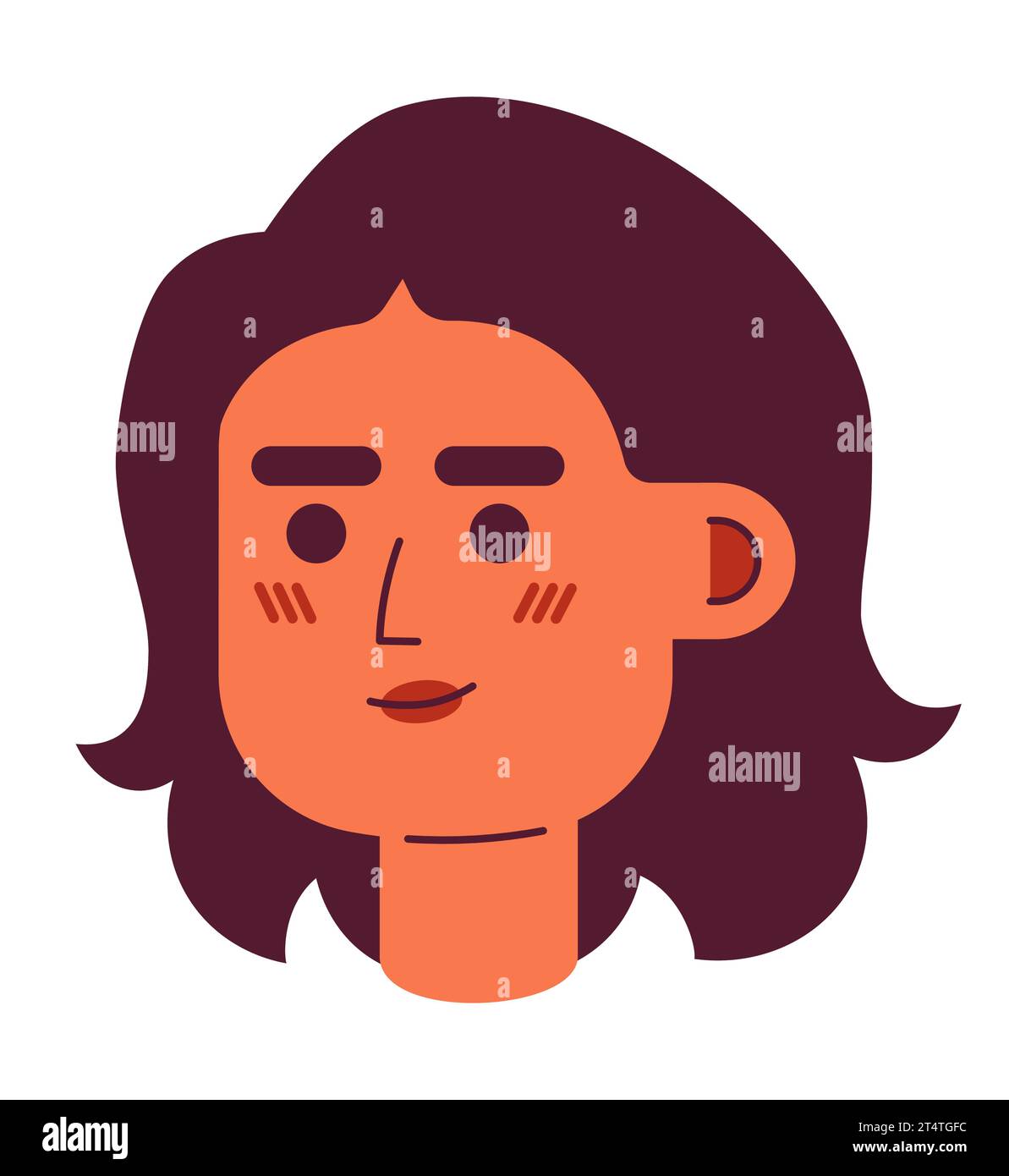 Adulte femme du Moyen-Orient wavy bob haircut illustration d'avatar vectoriel 2D. Illustration de Vecteur