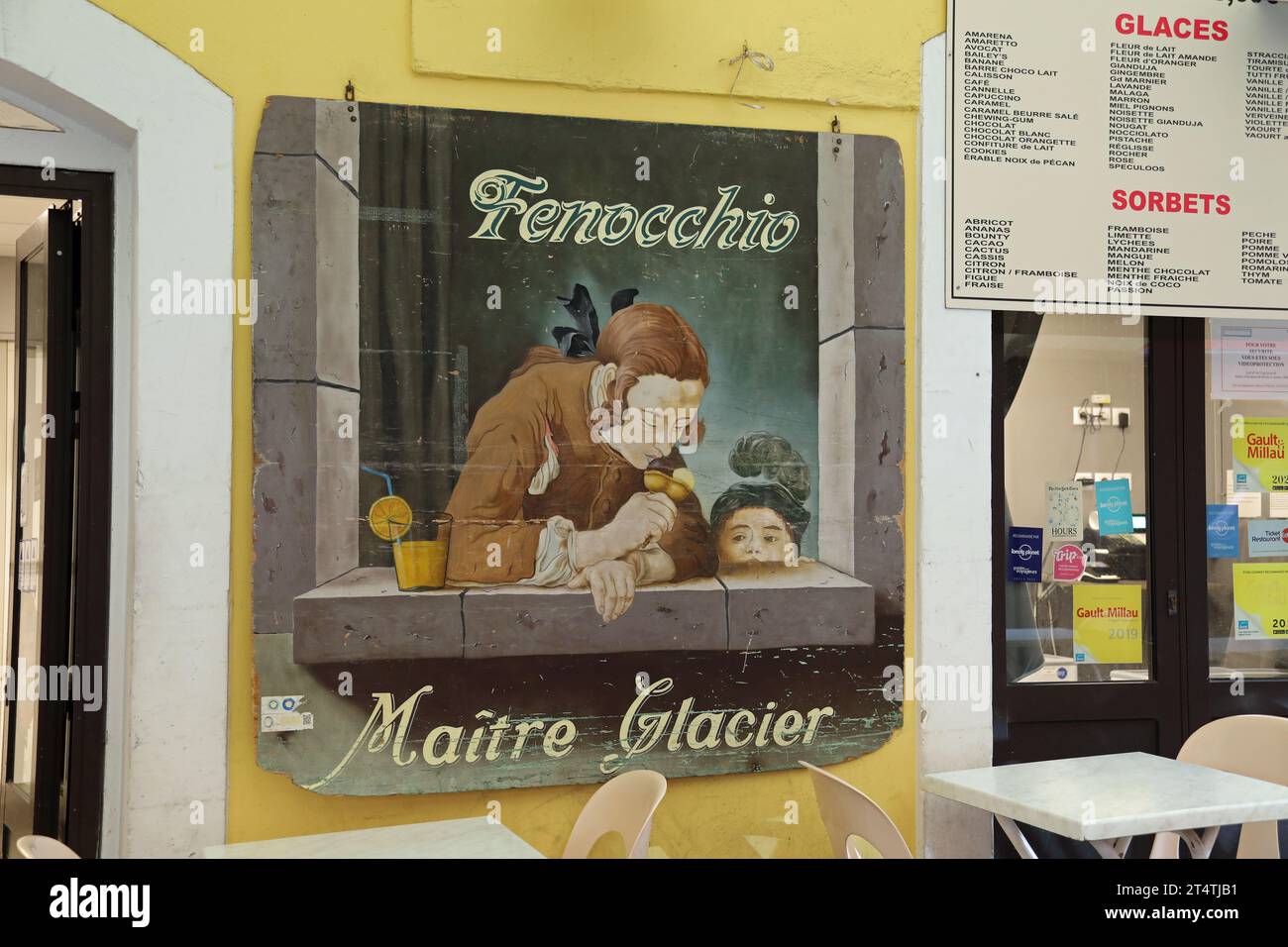 Fenocchio Ice Cream Parlour qui a ouvert ses portes dans la vieille ville de Nice en 1966 Banque D'Images