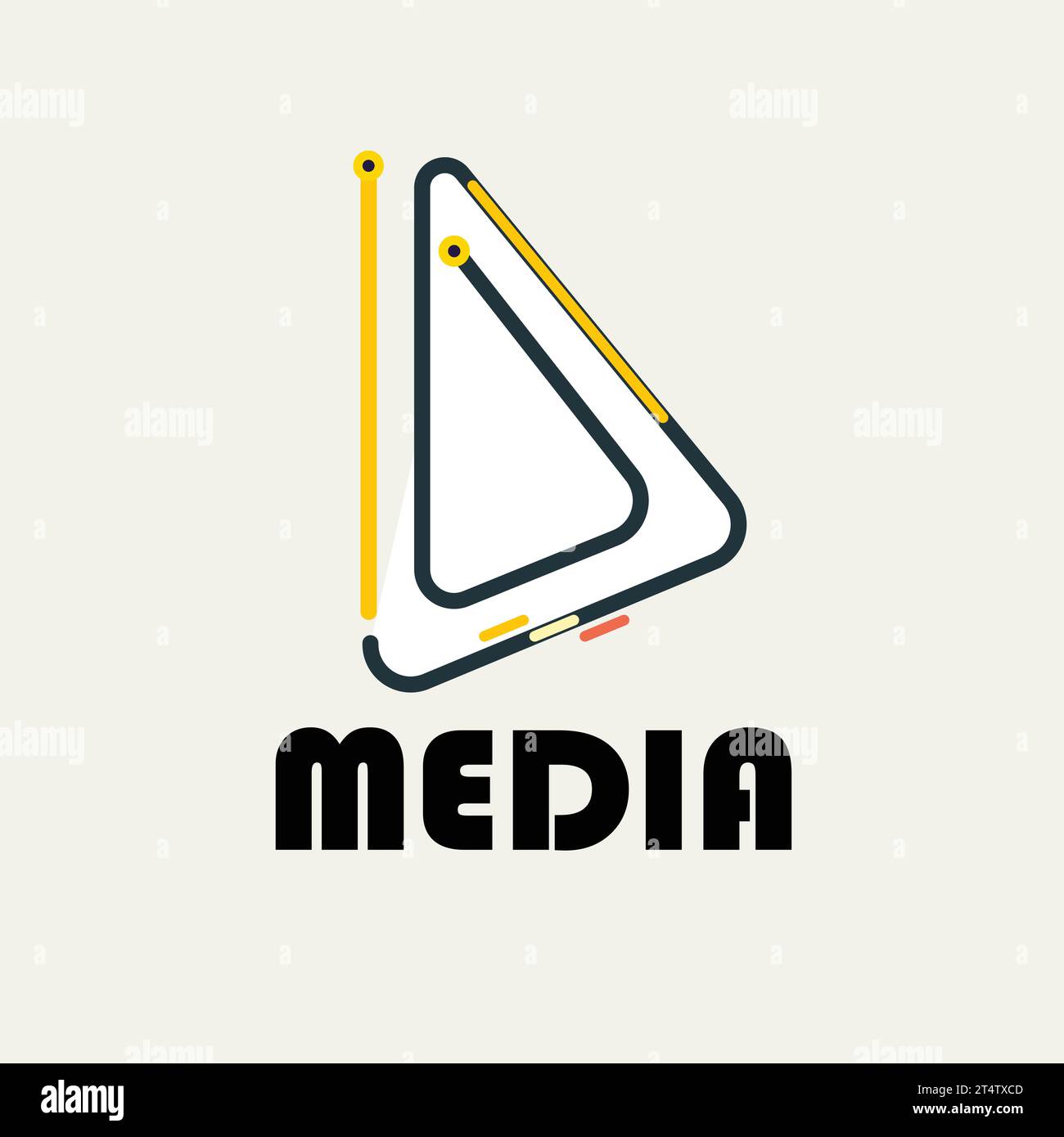 Logo minimaliste doré et bouton de lecture noir pour le concept de conception sonore multimédia et musicale Illustration de Vecteur