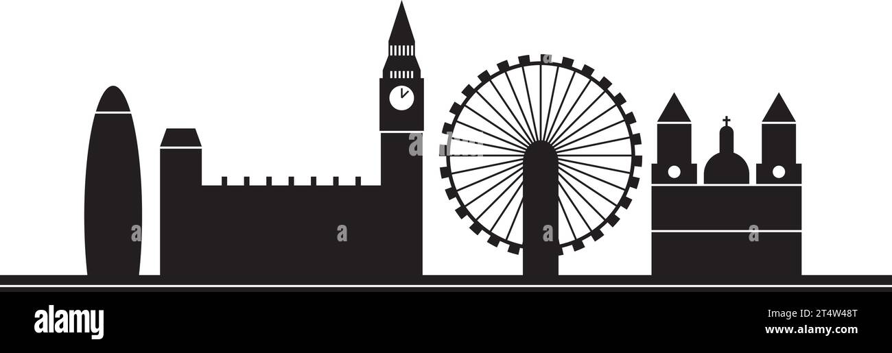 Skyline de la ville noire de LONDRES, ROYAUME-UNI Illustration de Vecteur