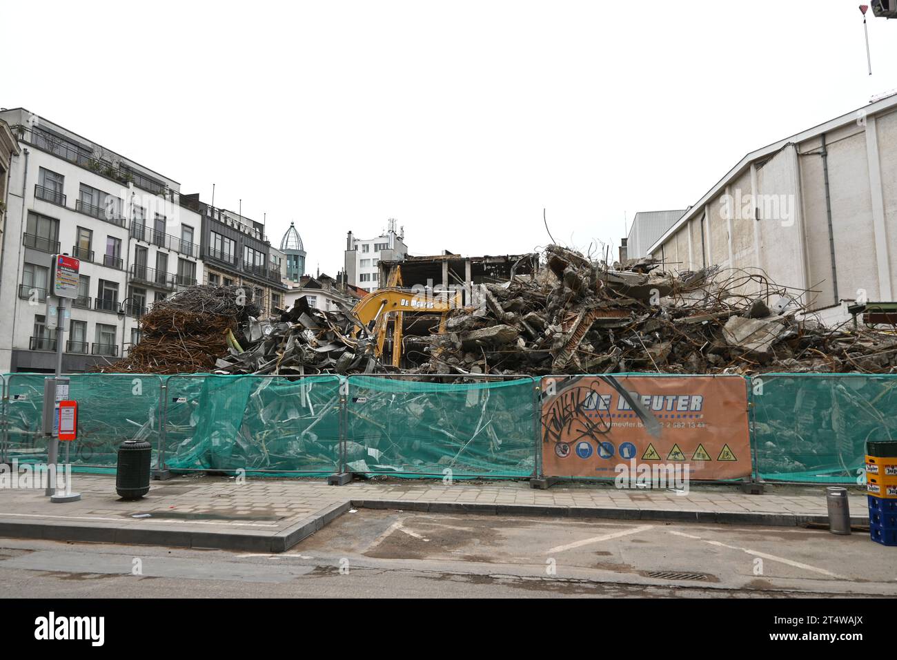 Place de Brouckère en construction dans le cadre du projet Brouck'R rénovations – Bruxelles Belgique – 23 octobre 2023 Banque D'Images