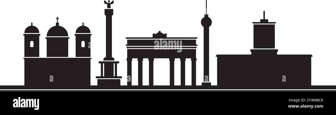 Skyline de ville noire de BERLIN, ALLEMAGNE Illustration de Vecteur
